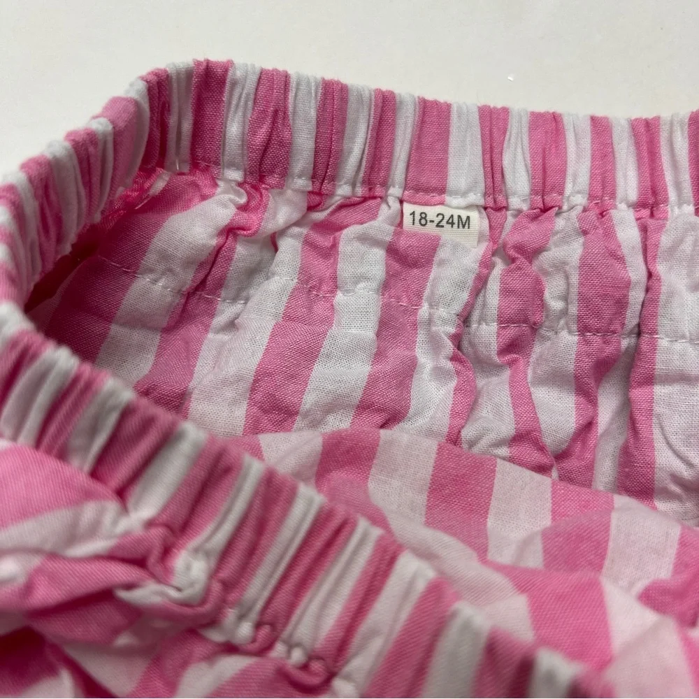 Lil Cactus Boutique Pink and White Striped Ruffle Bloomers Diaper Cover